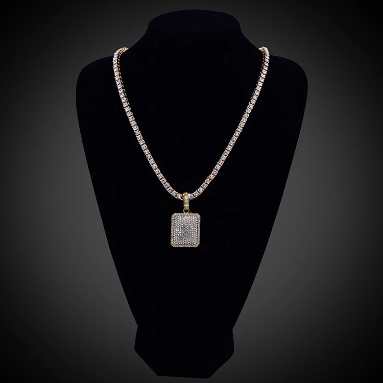 Bling мужские хип-хоп ледяной из 5 мм 1 ряд искусственные бриллианты цепи ожерелья