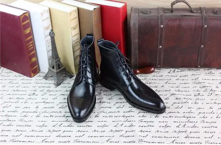 Черные мужские ботинки Goodyear 2018 итальянские мотоциклетные ручной работы Boss