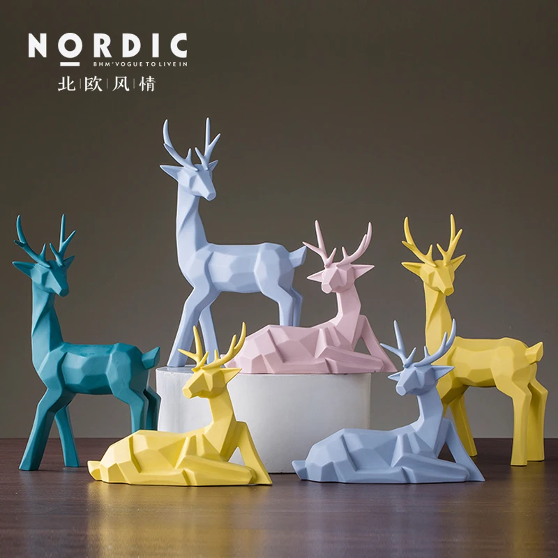 Nordic геометрический керамический олень любителей домашнего декора ремесел украшения комнаты украшение "Лось" фарфоровая фигурка, свадебные украшения