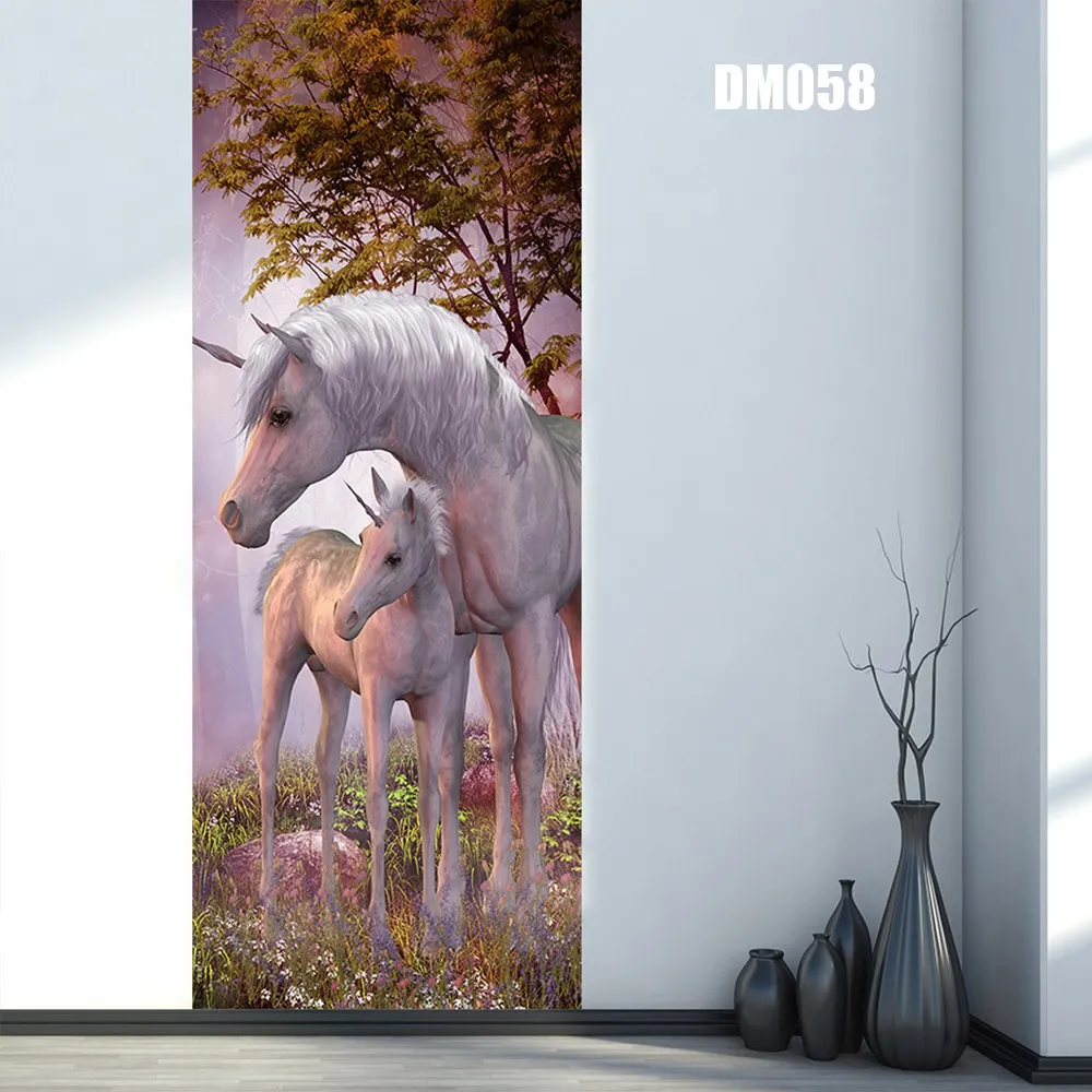 DM058 3D стикер на стену с изображением тигра, животных, сделай сам, стикер на дверь, s, водонепроницаемые обои на дверь, ПВХ, Фреска, самоклеющаяся художественная Наклейка на стену, домашний декор - Цвет: DM058