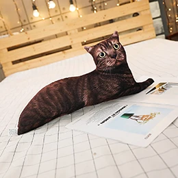 Dark brown cat 3D Плюшевые подушки в форме животных, реалистичные кошки, тигры, котенок, лежа, сидя, стоящая подушка для домашних животных, 50 см/70 см - Цвет: Dark brown cat