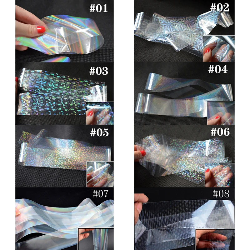 8 видов конструкций 1 шт. красочная Лазерная Голографическая фольга наклейка