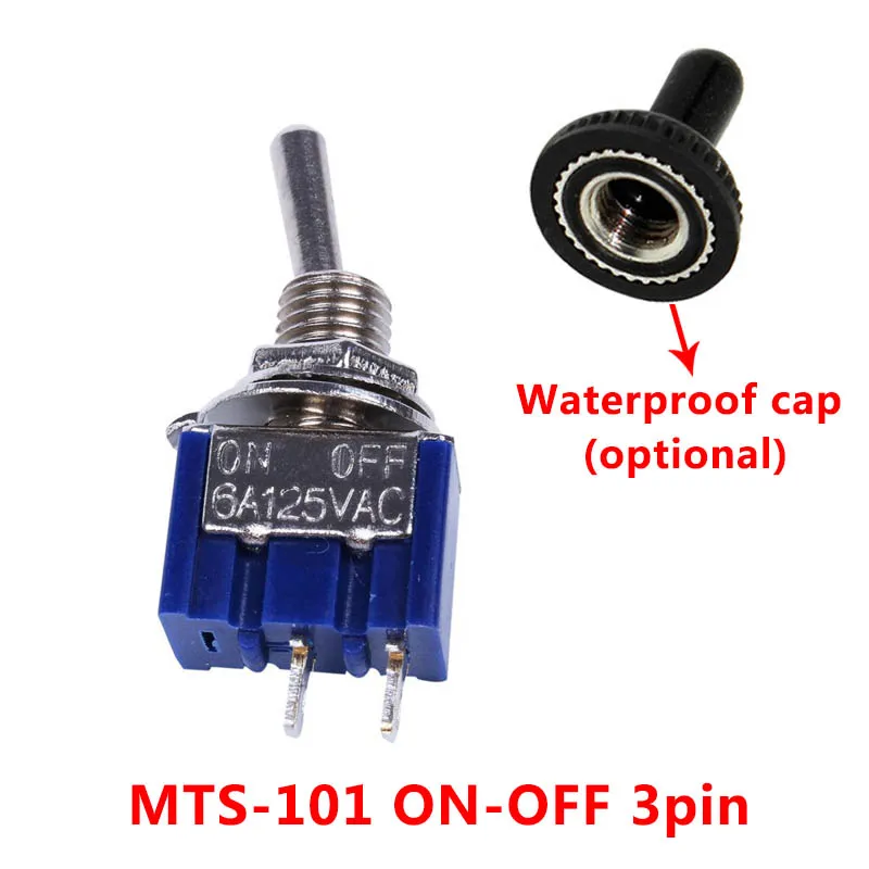 MTS-101 Blue 6A 120VAC мини 2 положения вкл. MTS-102 MTS-202 тумблер 3 положения MTS-103 MTS-203 вкл. Выкл. Вкл. Переключатель с водонепроницаемой крышкой - Цвет: MTS-101 Blue