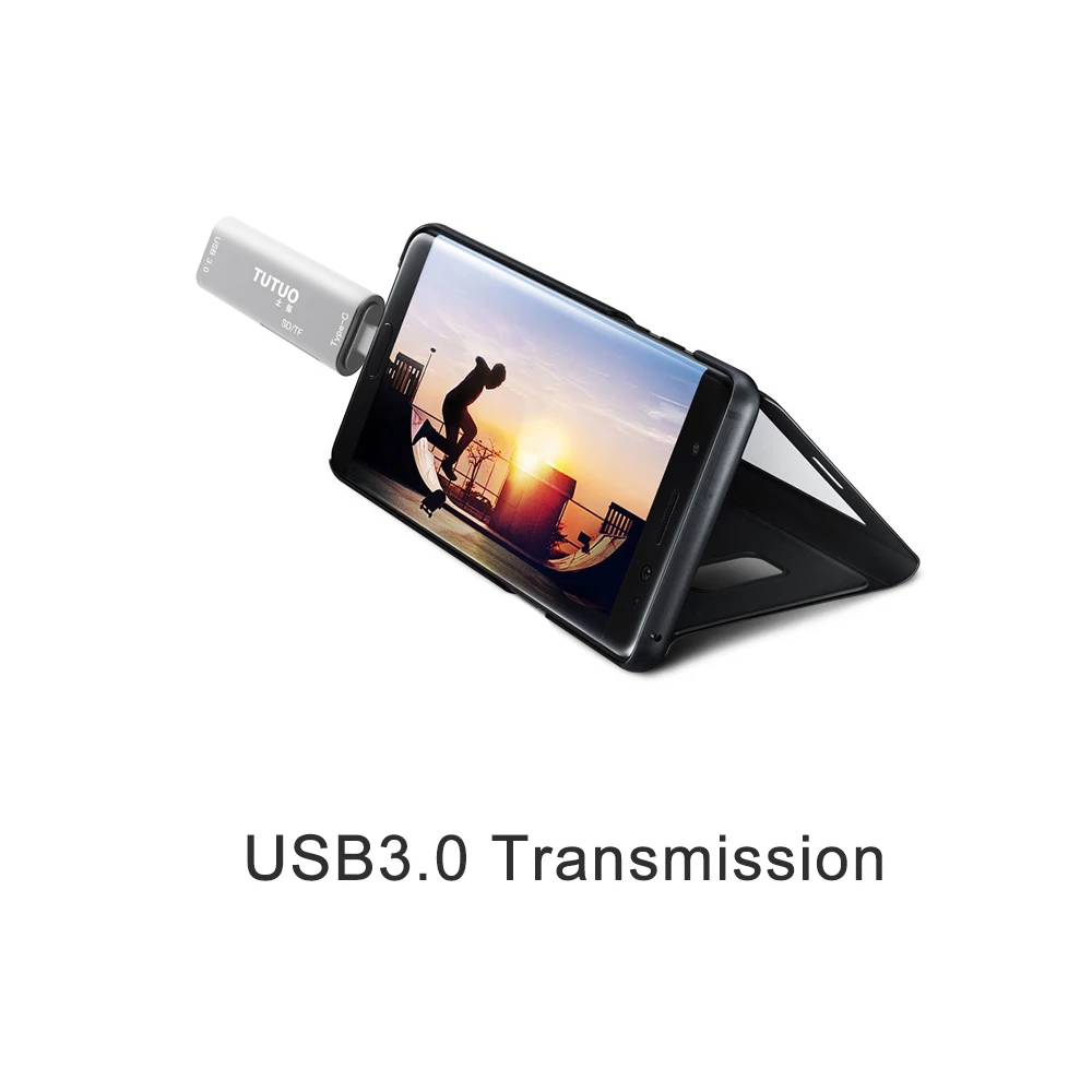 TUTUO [Type-C V15] USB-C Male to USB-A 3.0 Female Adapter SD/TF Card Reader Universal OTG Connector for MacBook/Phones (Silver) | Мобильные