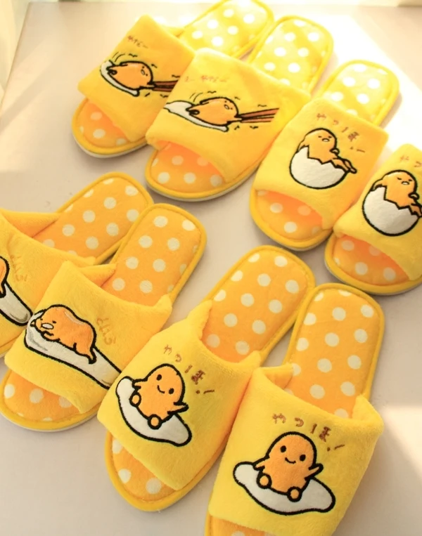 Ленивые gudetama Мультяшные тапочки зимняя теплая Домашняя хлопковая обувь мягкие плюшевые мягкие игрушки милые домашние тапочки унисекс рождественские подарки