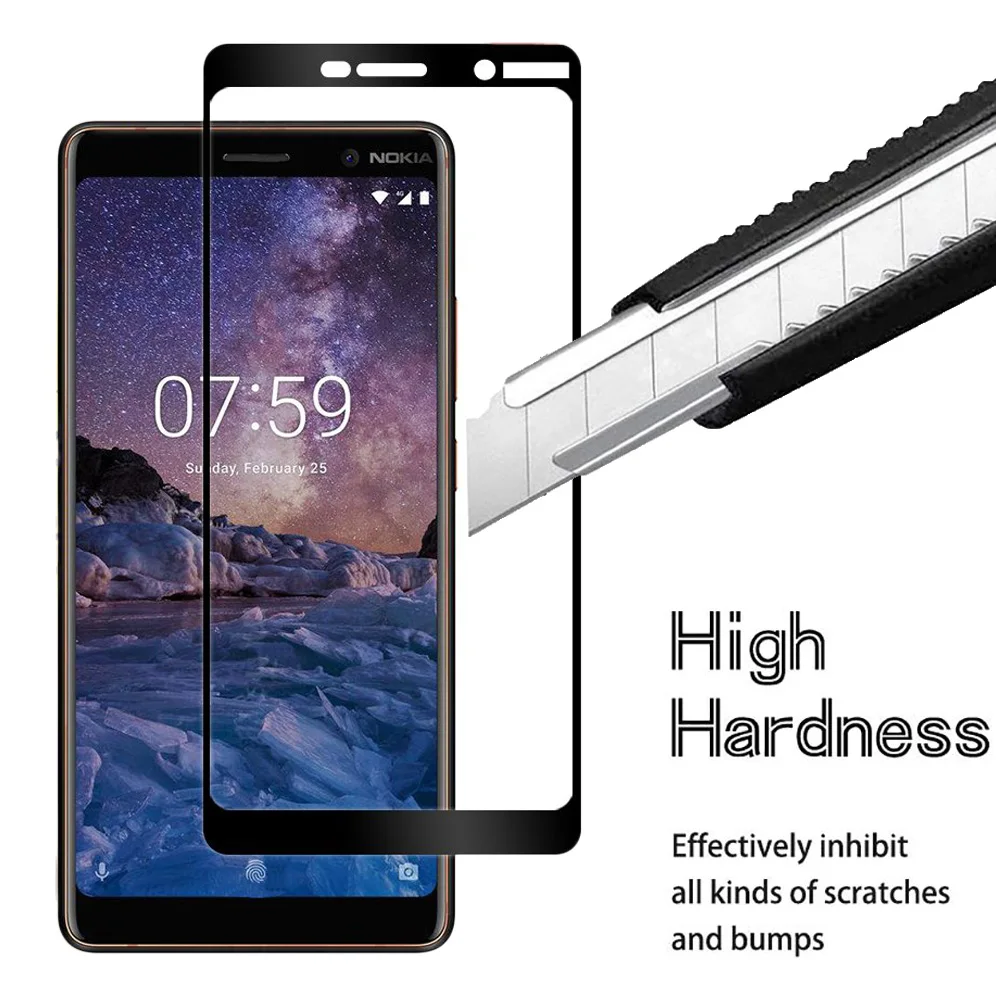 9H полное покрытие клея для Nokia 3 5 8 7 plus 6 2018 закаленное стекло X5 X6 X7 2 1 защита