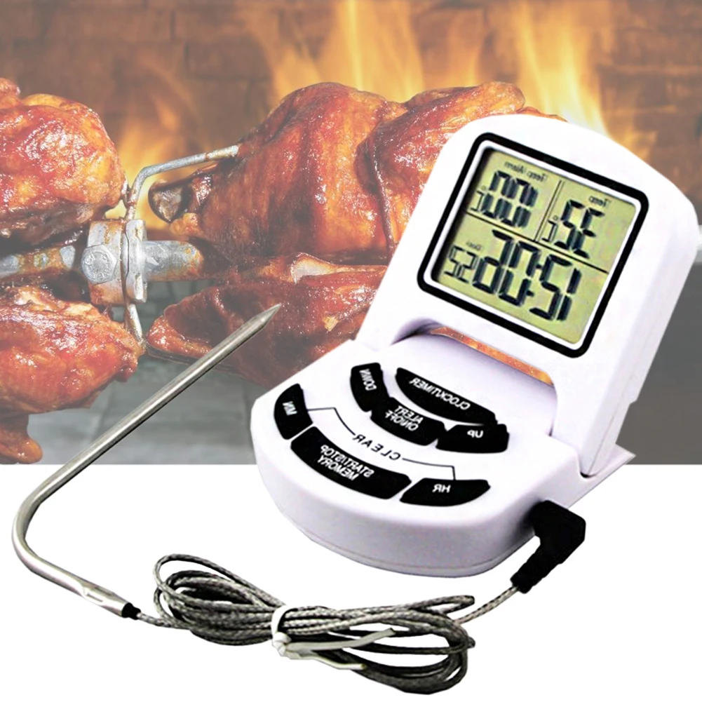 Turkey Meat Thermometer Household Alert With Probe LCD Digital Electric Roasting Cooking Tools Timer Loud Alarm Kitchen Portable | Дом и сад