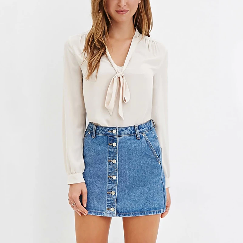 Женская элегантная шифоновая блузка с бантом сексуальный топ длинным рукавом и