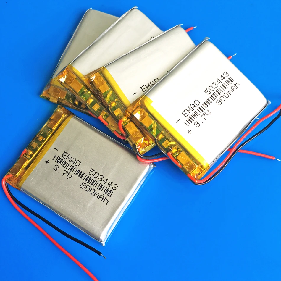 

5 шт., литий-полимерные аккумуляторные батареи 3,7 в 800 мАч 503443 для MP3 GPS навигатора, DVD-рекордера, гарнитуры, электронной книги, камеры