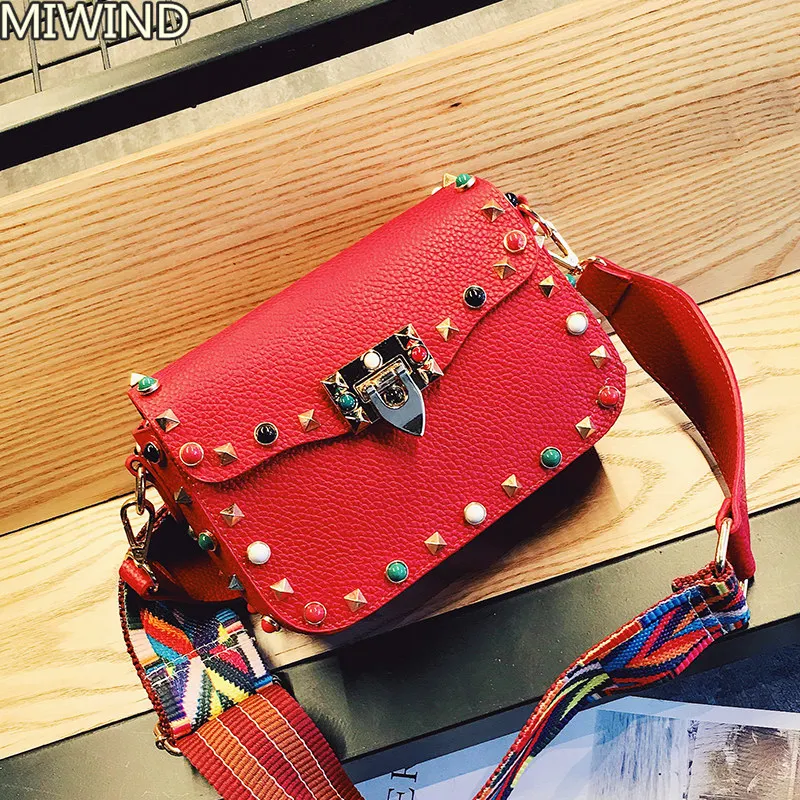 Плечевой ремень сумка дизайнер заклепки crossbody сумки Мода Бирюзовый женские