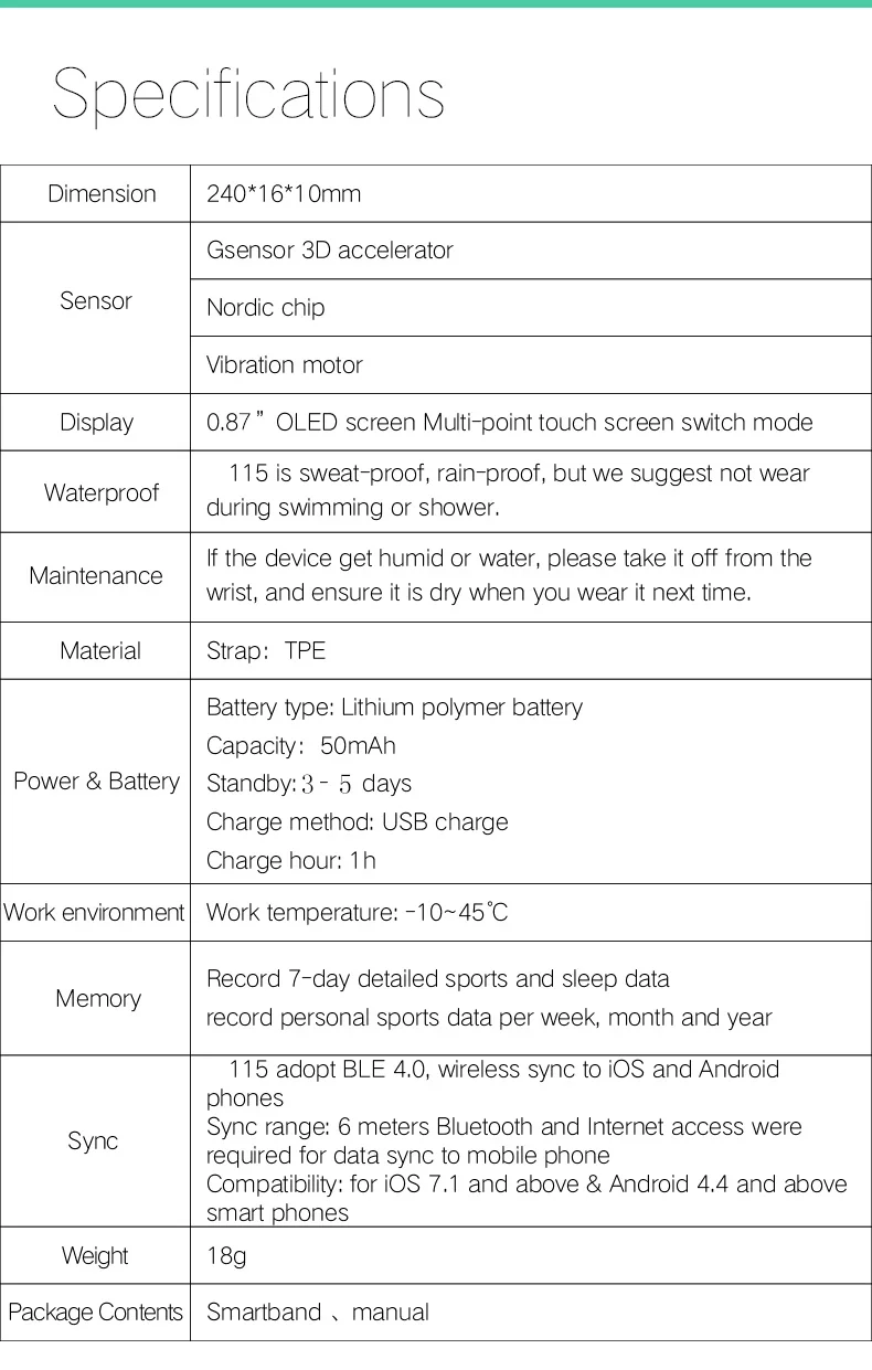 GIVENONE ID115HR Diggro Smart Bracelet Heart Rate Monitor Activity Tracker Waterproof Wristbands For IOS Android band |