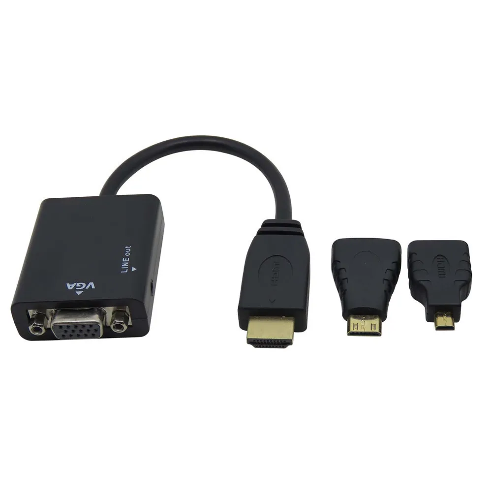 Конвертер hdmi в vga с аудио мини HDMI адаптер + Micro 3 1 к VGA папа мама многофункциональный