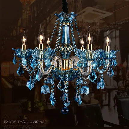 Синяя хрустальная люстра FUMAT креативная свеча для гостиной ресторана бара лампа