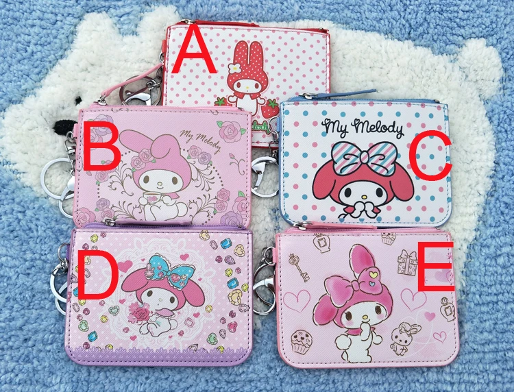 MY MELODY PU Кошелек с мультипликационным принтом, мини-кошелек, сумка из искусственной кожи, маленький кошелек на молнии, держатель для карт, кошелек, 1 шт, случайная отправка