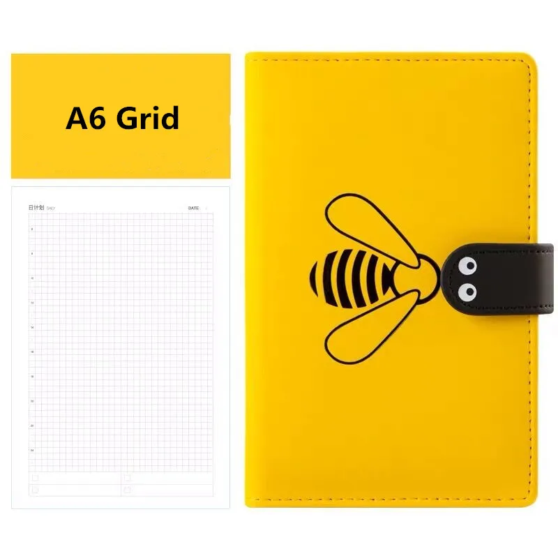 A5 A6 Kawaii Bee креативный блокнот Граффити Блокнот из искусственной кожи пустая сетка записная книжка-дневник записная книжка в подарок посылка - Цвет: B