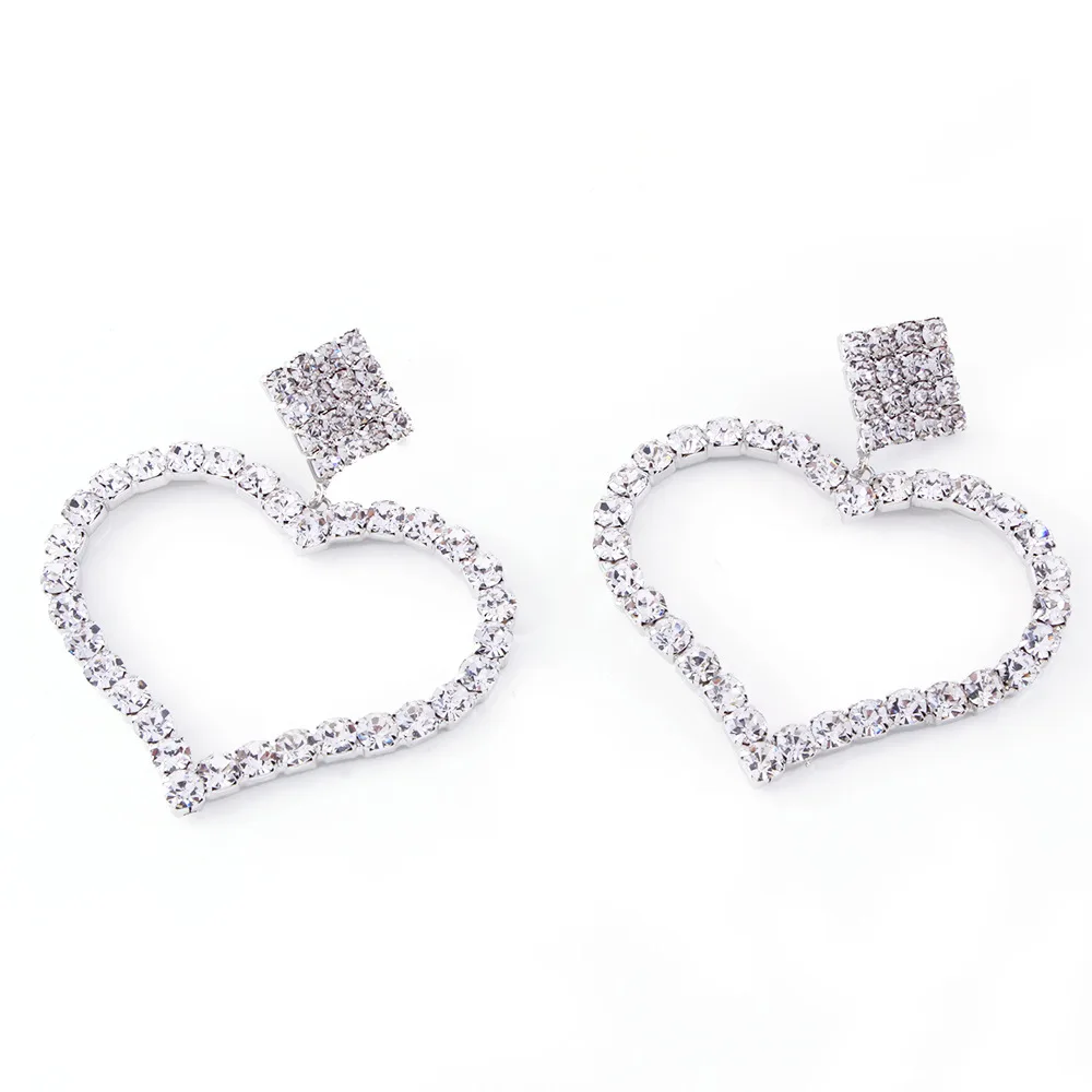 Люкс Полный Кристалл Rhinestone Сердце Любовь падение серьги для женщин золото