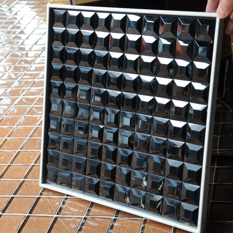 Медная бесшовная зеркальная стеклянная мозаичная плитка со скошенными