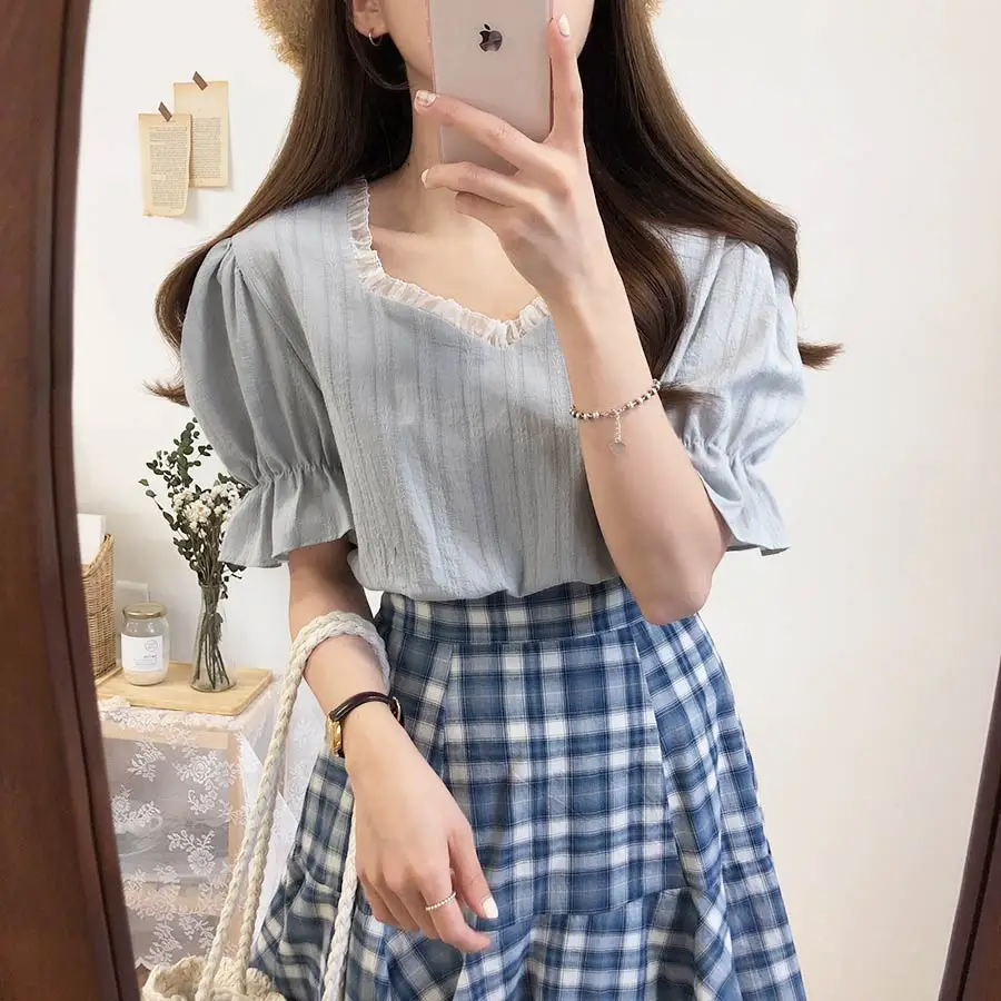 Новая белая рубашка femme Женские топы с коротким рукавом кружевная вышивкой