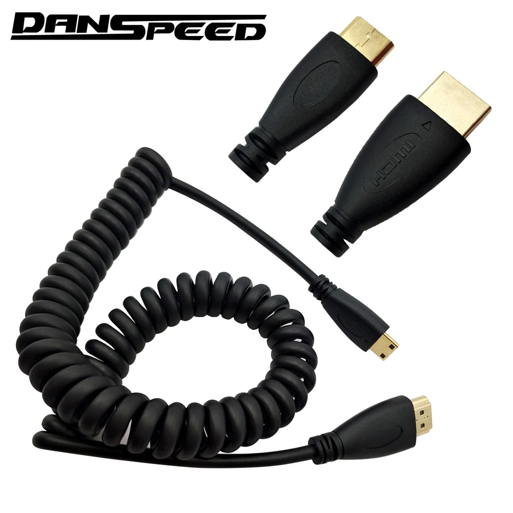 DANSPEED 10 футов 3 м HDMI к кабель 1080P HDTV Mini Соединительный спиральный HEC шнур|3m hdmi|mini hdmihdmi