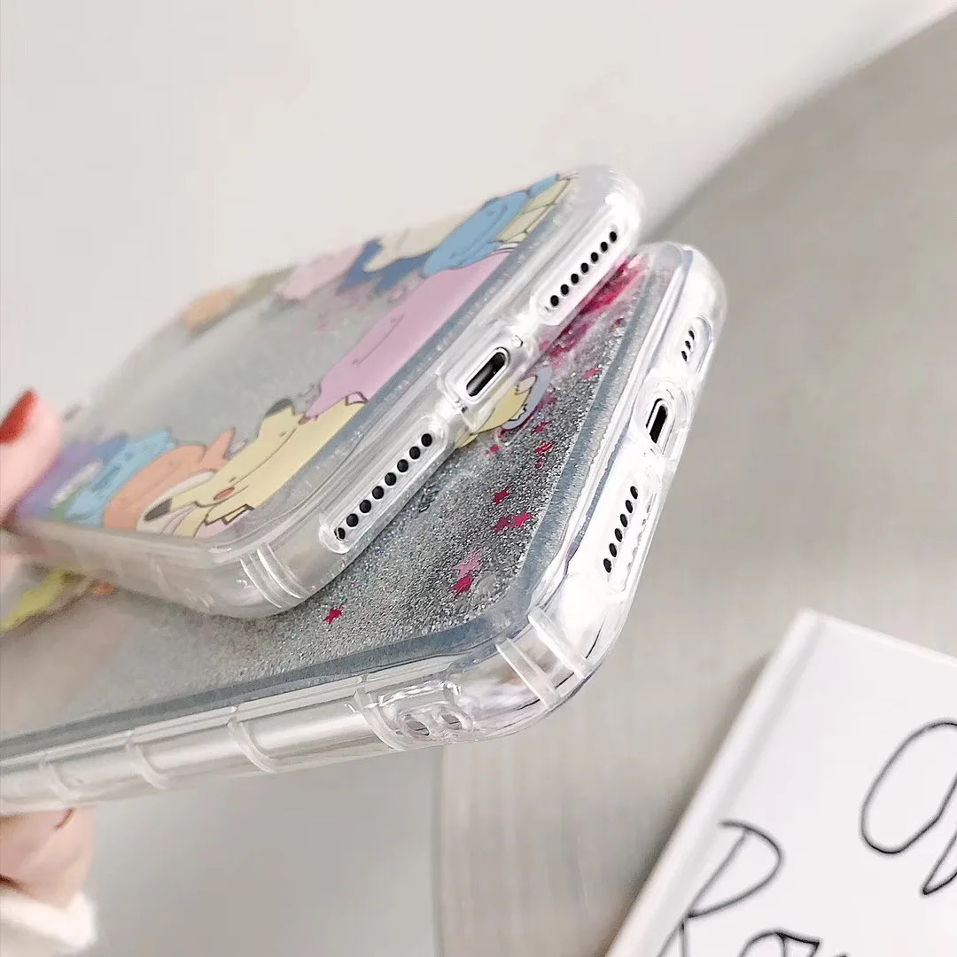 Cute cartoon anime shiny gritter Phone Case For iPhone XS MAX XR 6 s 7 8 Plus 11 pro Quicksand Glitter Fun Cartoon soft cover |