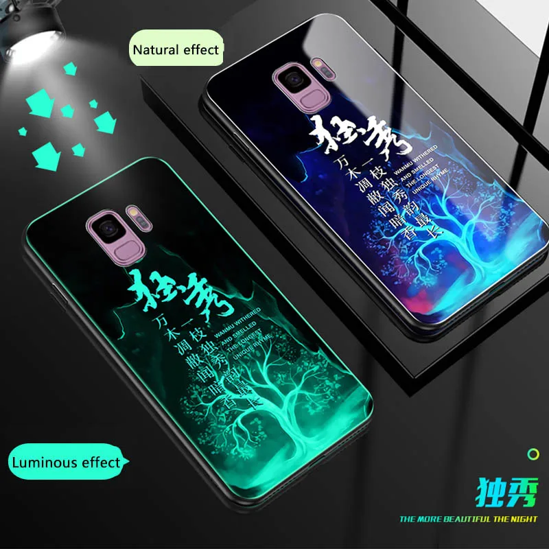 8 Чехол для телефона, светящийся стеклянный чехол s для samsung Galaxy S8 S9 PLUS, роскошная задняя крышка для samsung Galaxy S9 S8, чехол из закаленного стекла - Цвет: 8