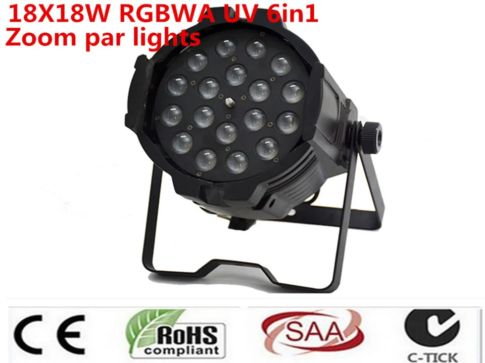 18x18 Вт zoom par lumiere dmx lumieres dj 64 rgbwa uv 6 в 1 led pour disco Вечерние|6in1 par|led uvrgbwa |