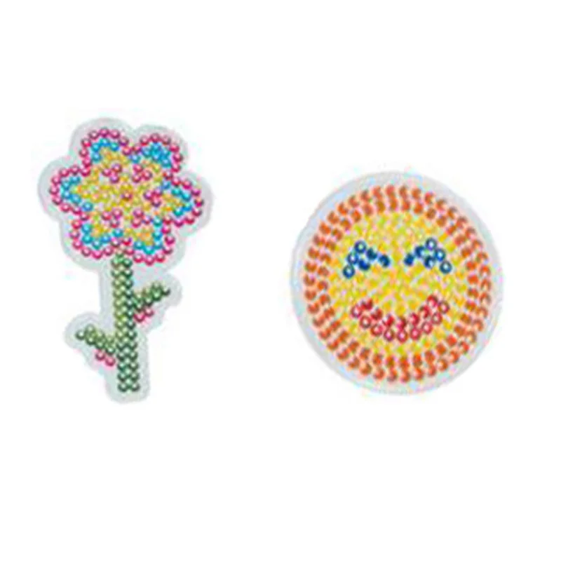 flower-round smile 2 шт./пакет Хама бусины 5 мм, Фурнитура для бижутерии, прозрачные Pegboard Цветной фотографии головоломки Perler бисер Пазлы EVA колышек доски детские игрушки для детей - Цвет: flower-round smile