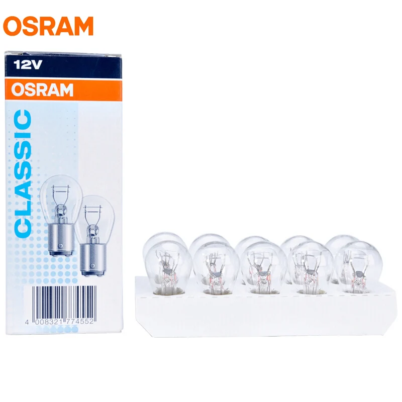 10 шт. OSRAM 7528 7528Y P21/5 Вт PY21/5 S25 BAY15d 12 В Оригинал две нити галогенные лампы автомобилей