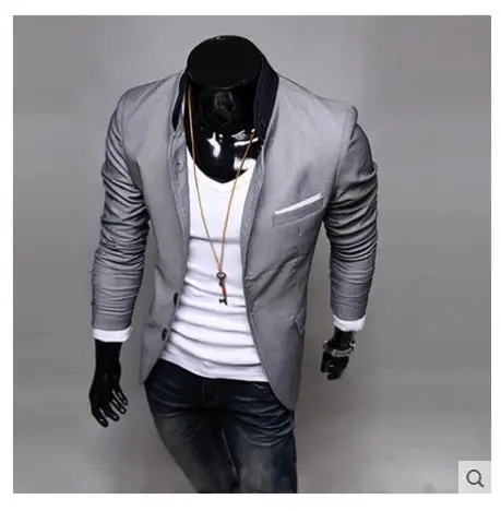 Лидер продаж! Новинка осени 2015 Мужской Блейзер модный приталенный Повседневный