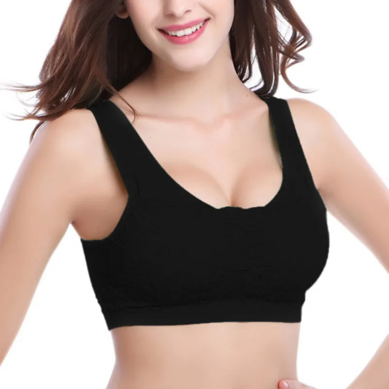 

Women Underwear Prevent Exposed Brassiere Push Up Bras Women Comfortable Lace No-Wire Rims Solid Color Sleep Bra W13
