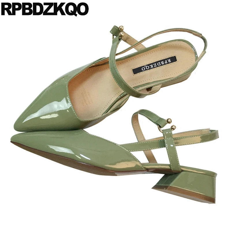 Босоножки на низком каблуке Летние туфли Женские туфли-лодочки из лакированной