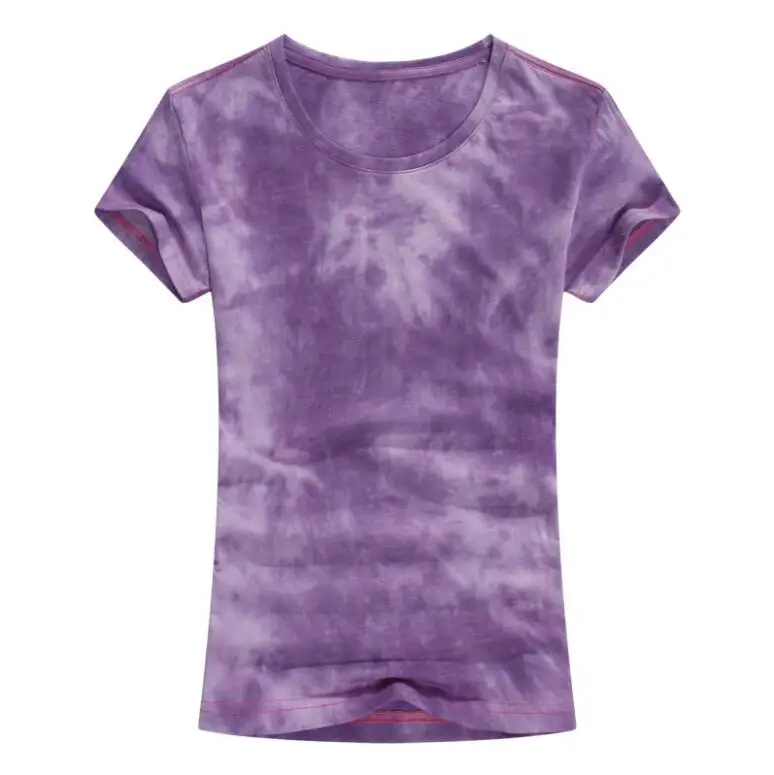 purple tie dye Плиссе оборки два многослойный короткий рукав футболка Женщина открытыми плечами с рукавами модный харадзюку футболка простой одноцветный сплошной цвет совок квадратный вырез майка свободный хипстер свободный - Цвет: purple tie dye