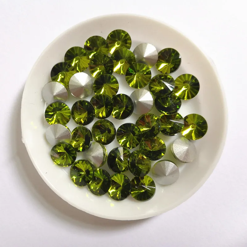 TopStone Olivine цветной размер 8 10 12 14 16 18 мм риволи стеклянный круглый кристалл