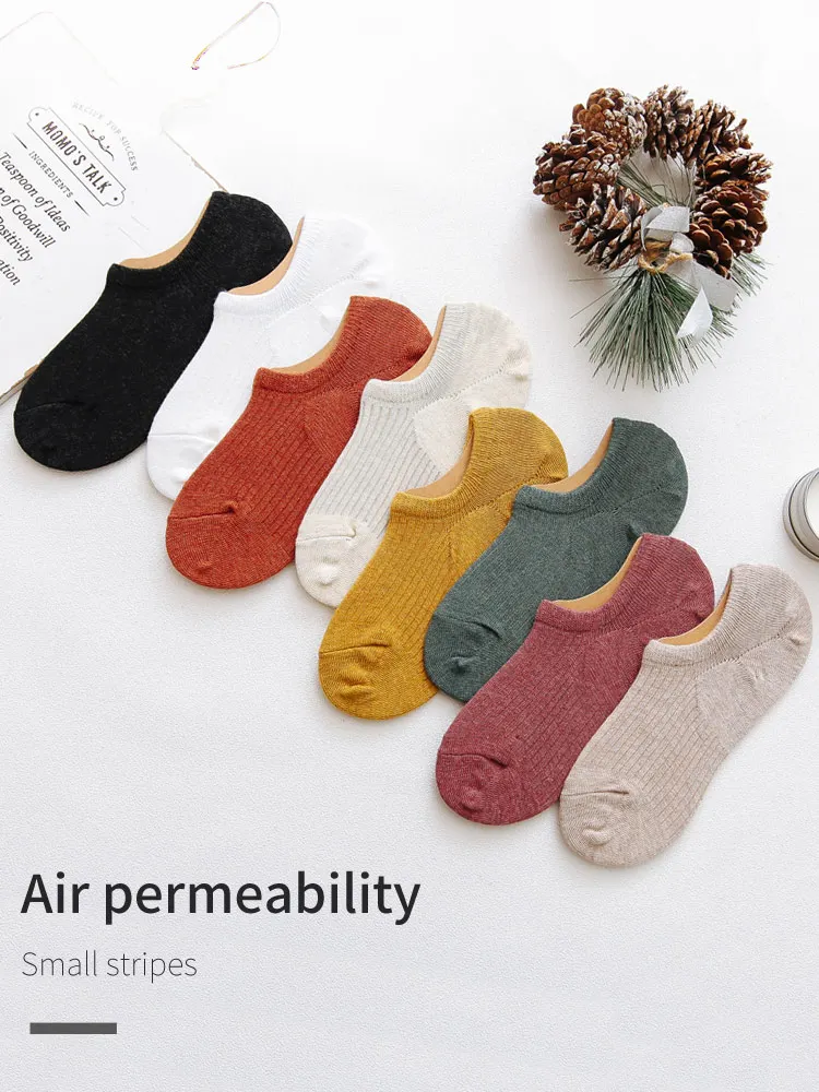 Хлопковые женские невидимые короткие носки до лодыжки мягкий силиконовый