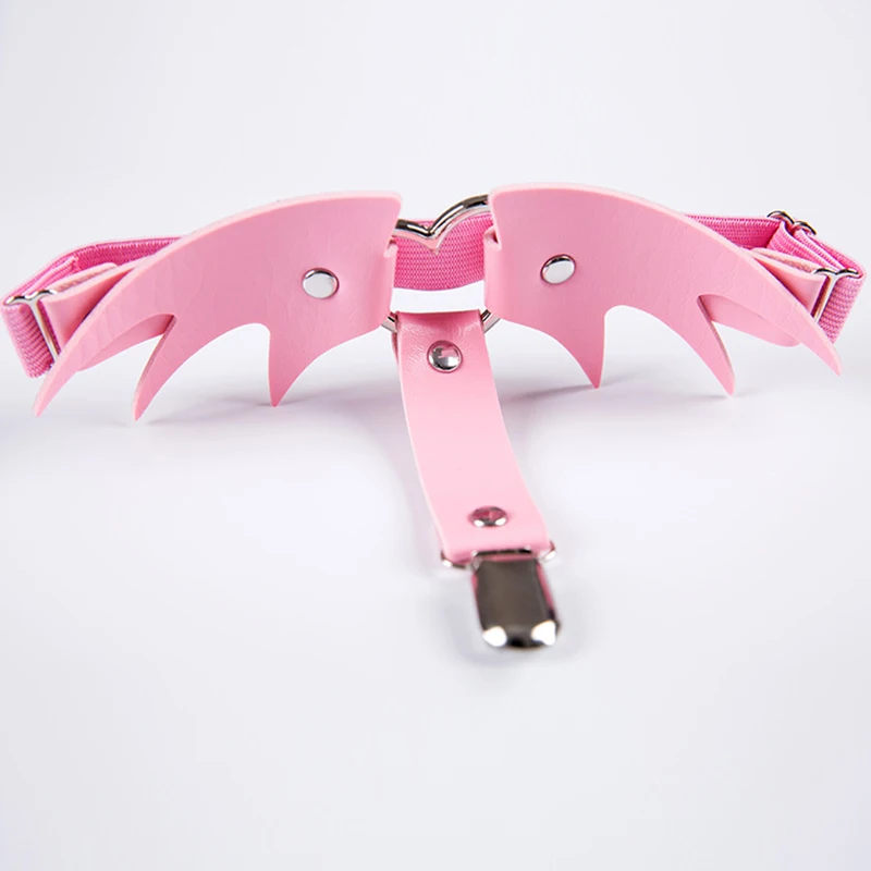 Pink 1 шт. модные панк крыло сердце кожаные Подвязки Пояс чулки женские пикантные леггинсы кольцо Подвязки для ночного клуба Хэллоуин украшение для костюмированного представления - Цвет: Pink