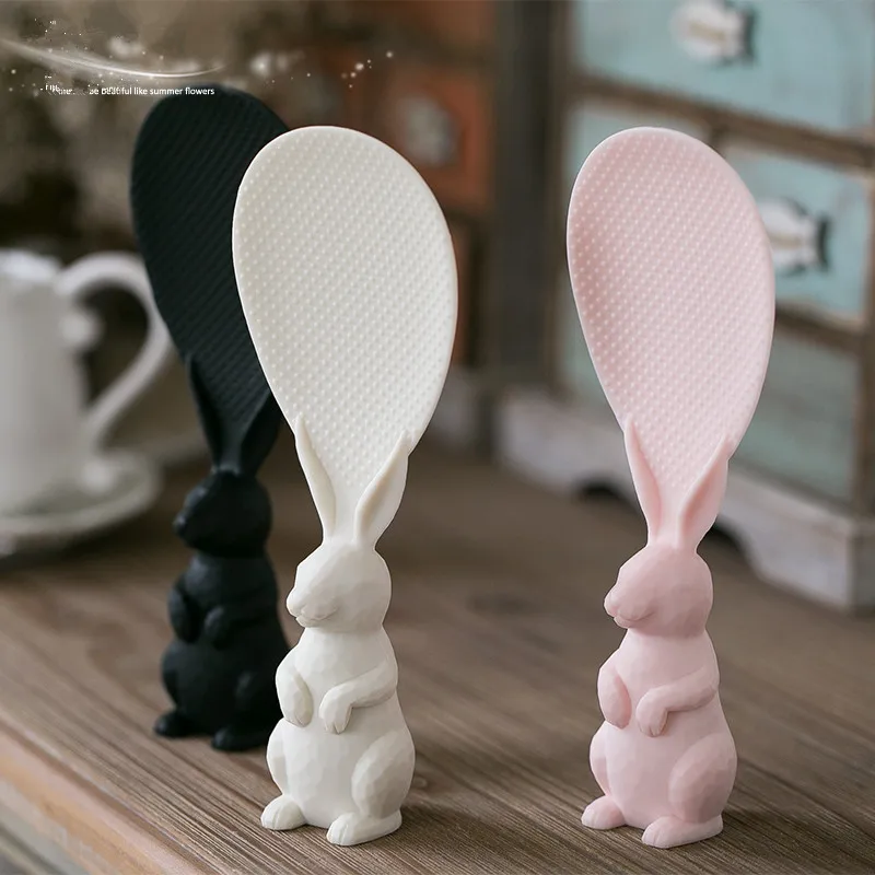 1 шт. креативная ложка в форме белого и розового кролика стоячая весло для риса