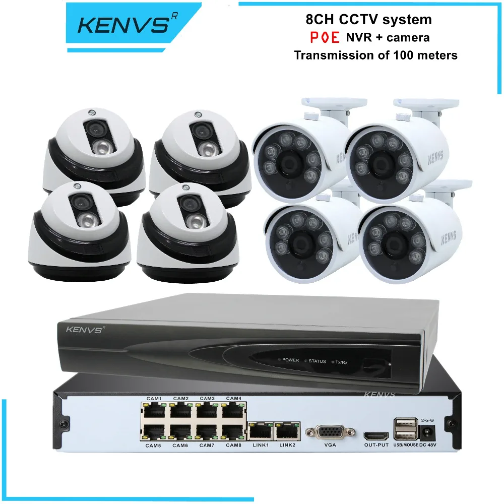 8-КАНАЛЬНЫЙ 1080 P POE NVR Системы ВИДЕОНАБЛЮДЕНИЯ 4 шт. Открытый Пуля