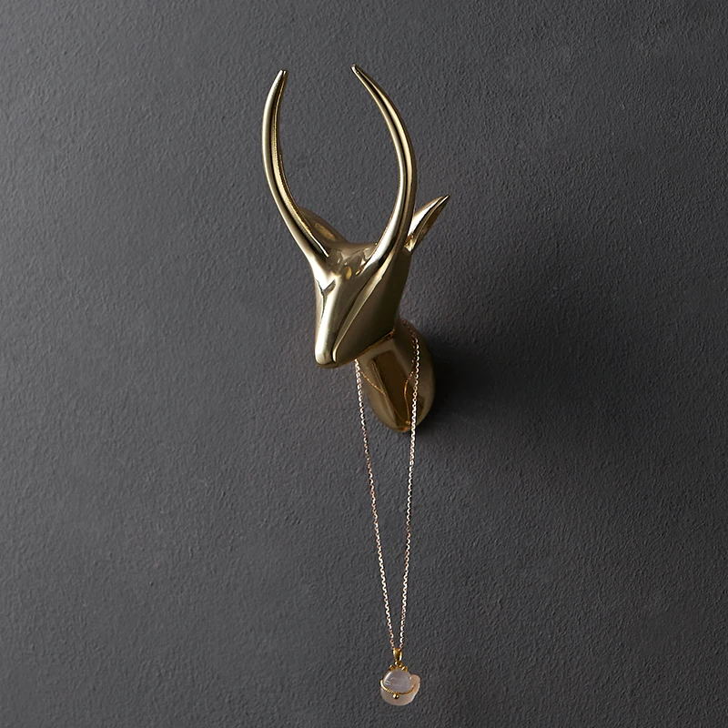 Wall decoration hook deer head wall hanging porch key wall hook creative decorative painting Nordic wall key holder mounted