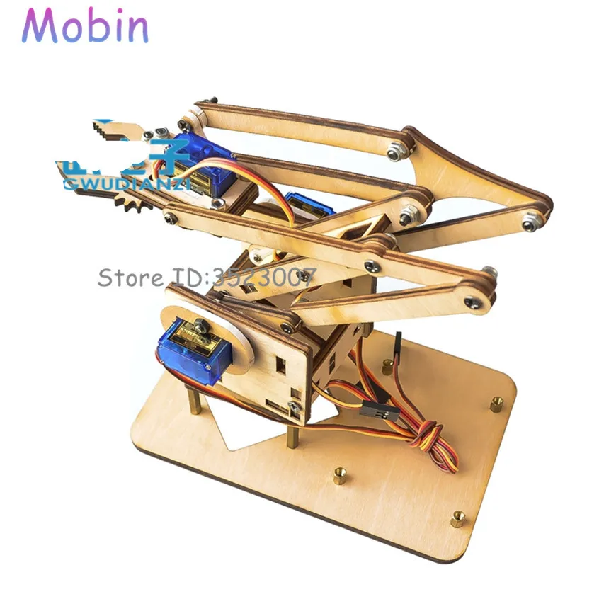 1 шт./лот 4 dof wood robotic arm sg90 сервопривод для raspberry pie лучшее качество бесплатная