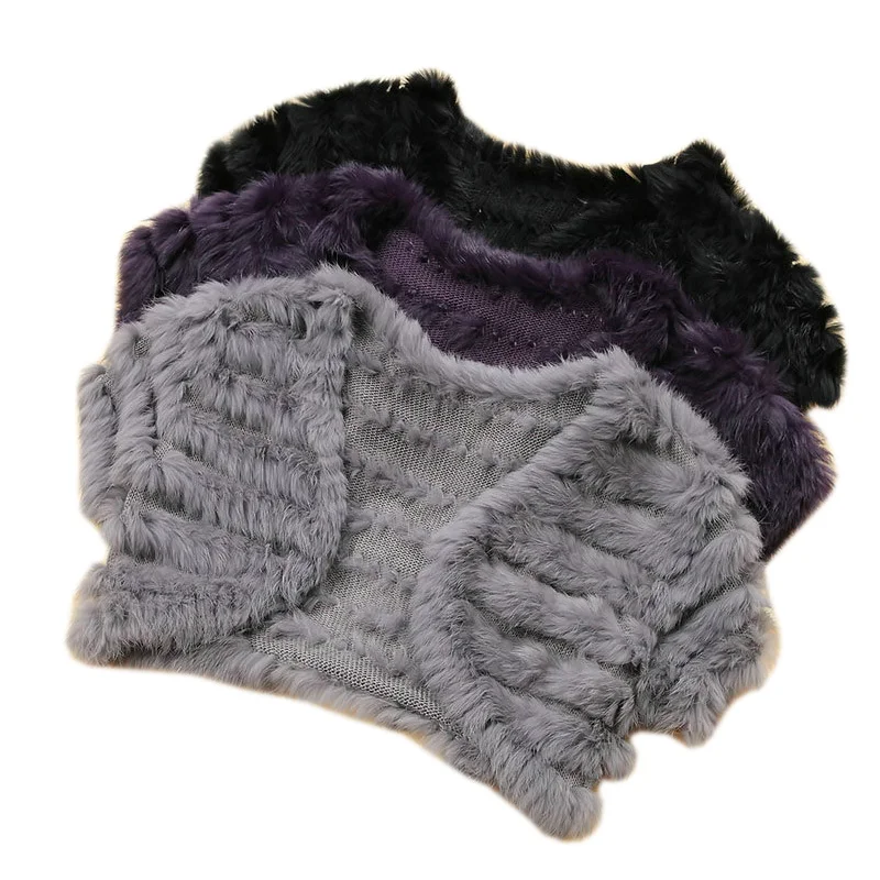 Хит продаж 2017 Маленькая шаль для свадьбы Женский вязаный из меха кролика накидка