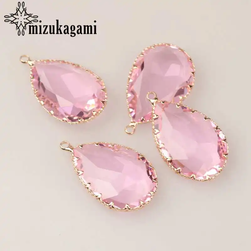 Pink 6pcs Хрустальные подвески в форме капли воды 21*35 мм 6 шт./лот для стеклянных медальонов с эффектом памяти DIY аксессуары - Окраска металла: Pink 6pcs