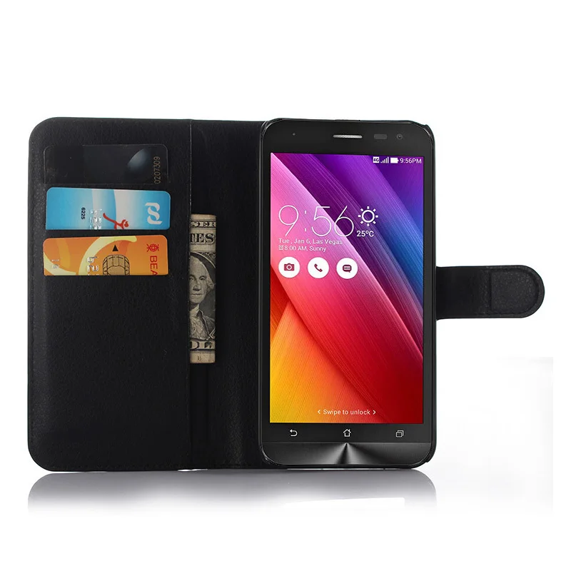 Роскошный чехол бумажник из искусственной кожи с откидной крышкой для Asus Zenfone 2