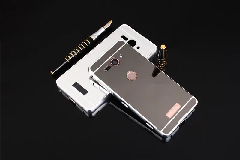 Для Sony XZ2 компактный чехол с металлическим алюминиевым каркасом зеркальной