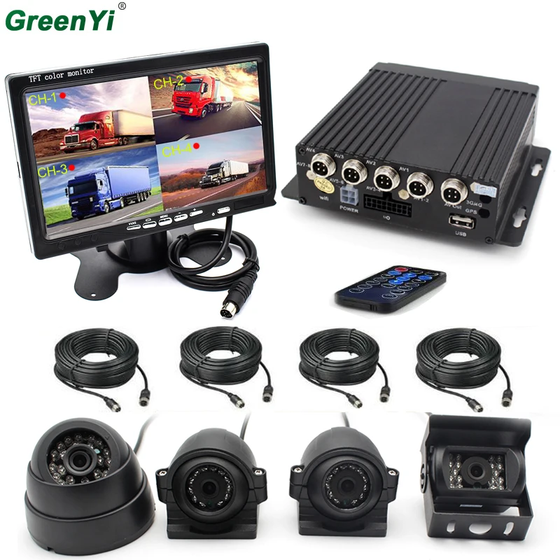 Sony CCD Автомобильная камера Автобус Грузовик черный ящик система видеонаблюдения 4CH 720P мобильный AHD DVR видео/аудио рекордер в реальном времени