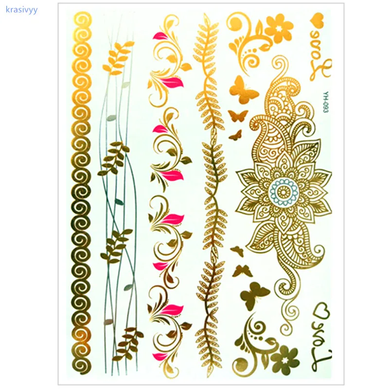 Новые Временные татуировки сделай сам золотые серебряные металлические|metallic