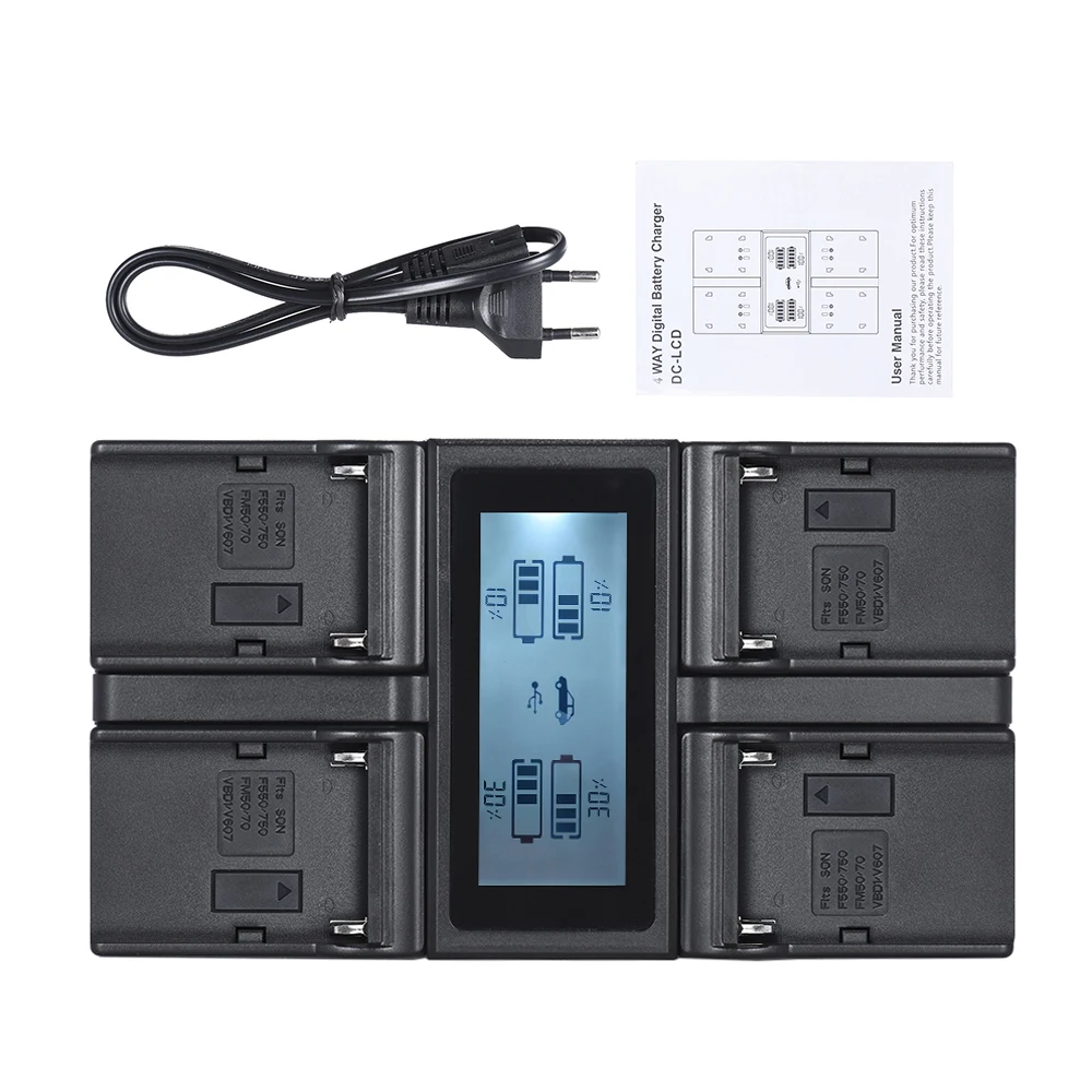 Andoer NP F970 4 канальное зарядное устройство для аккумулятора цифровой камеры с ЖК