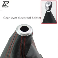 zd 1pc for volvo s60 v70 xc90 subaru forester peugeot 307 206 308 407 car carbon fiber leather gear shift knob dust proof cover