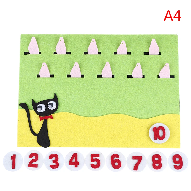 

Cartoon Card For Children Early Teaching Kids by Hands Study Math The Numbers Add and Subtract Felt Craft