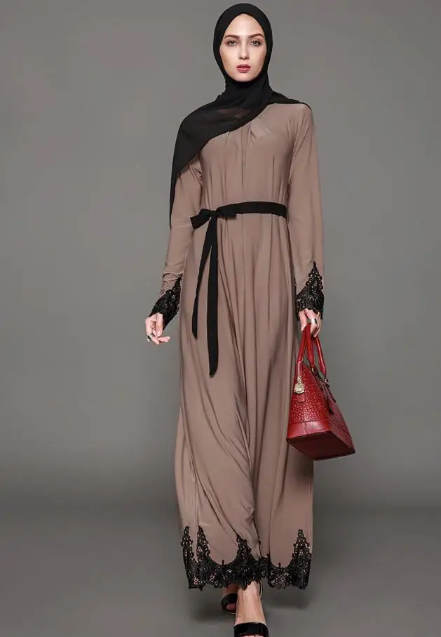 Модный мусульманский Повседневный кружевной халат с вышивкой для взрослых