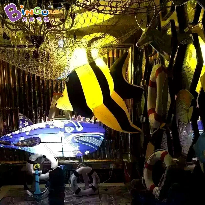 

High quality 1.5 Meters long inflatable tropical fish customized decorative LED lighting blow-up fish for inflatable toys